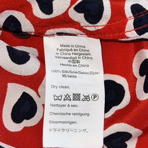 J. Crew red heart print long sleeve blouse shirt size 16 T - Picture 15 of 16